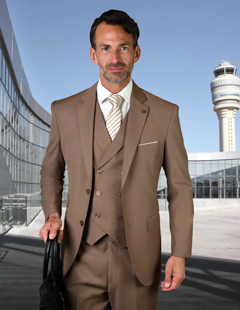 3pc Tailored Fit Flat Front Pants Super 150's | Lazio | Bronze