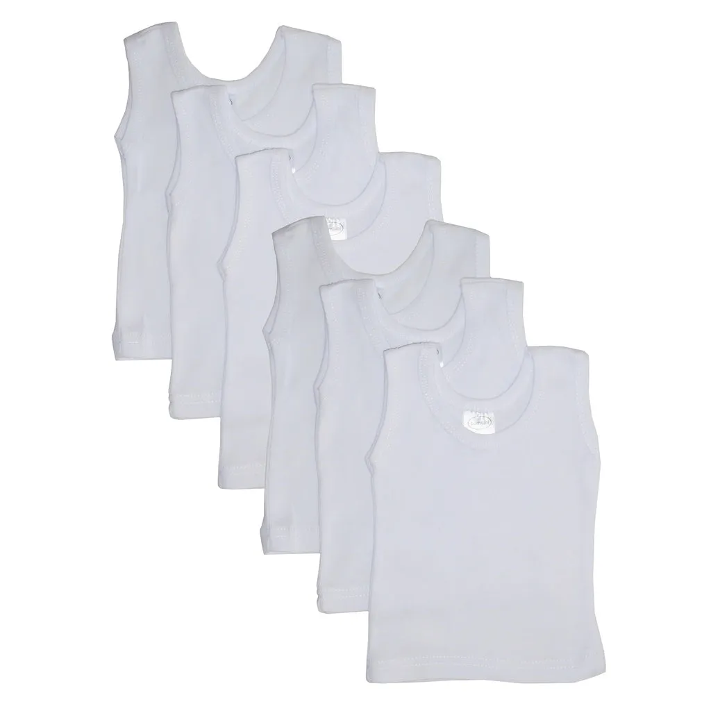 Bambini White Cotton Tank Top 6 Pack