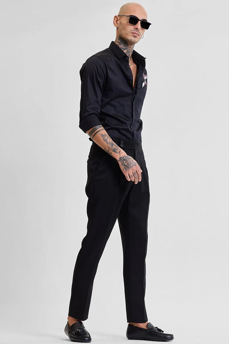 Black Slim Fit Stretch Trousers