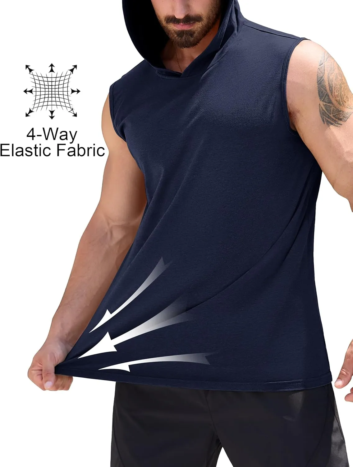 Cotrasen Men's UPF 50  Cotton Hooded Tank Top Sleeveless Hoodie Lightweight Casual Gym Workout Shirt Cooling Muscle Tee Shirt