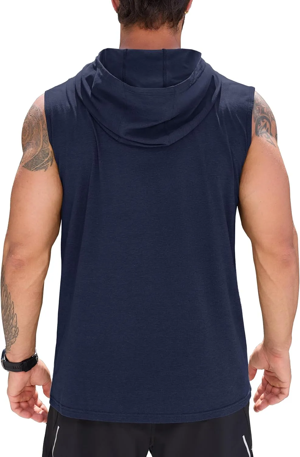 Cotrasen Men's UPF 50  Cotton Hooded Tank Top Sleeveless Hoodie Lightweight Casual Gym Workout Shirt Cooling Muscle Tee Shirt