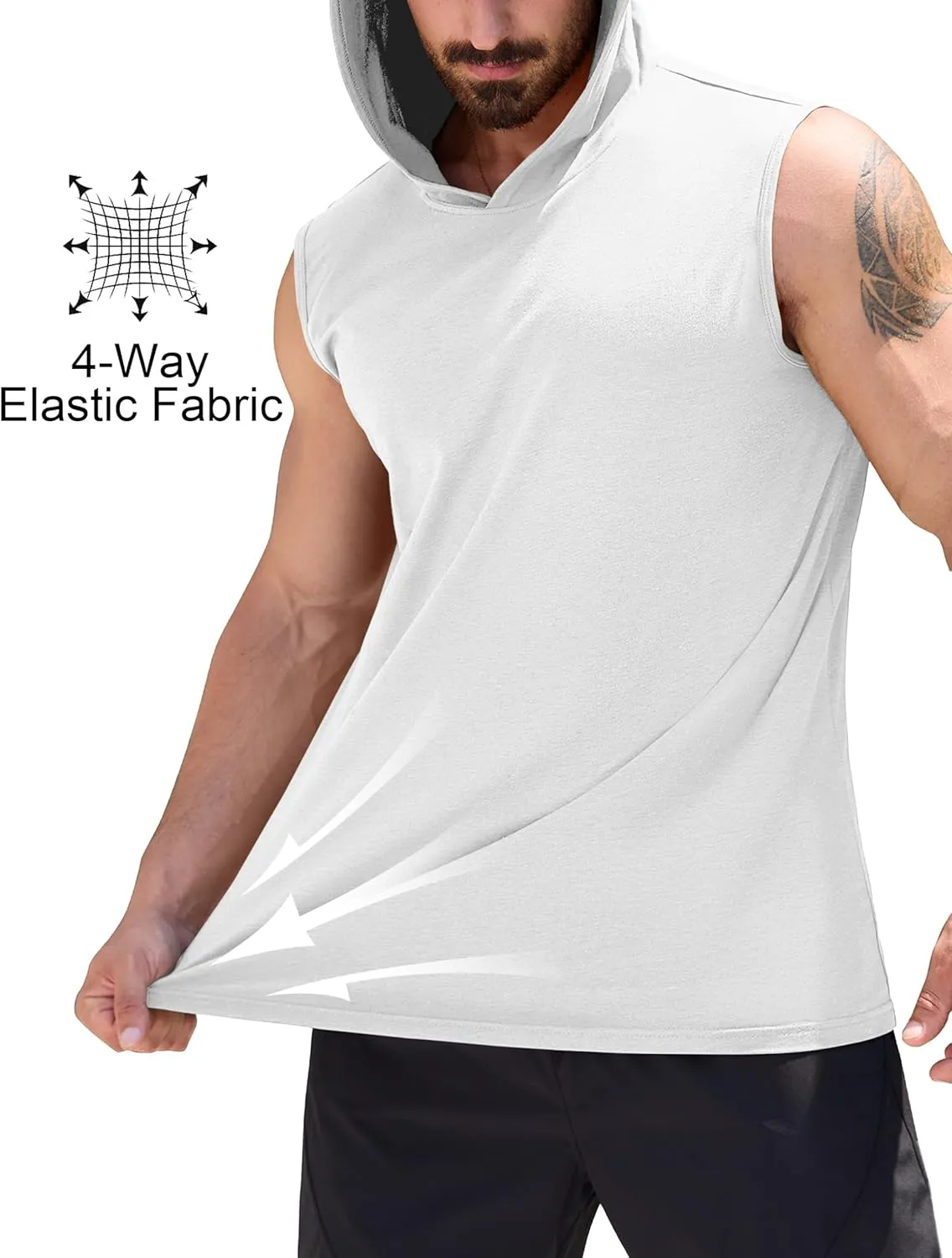 Cotrasen Men's UPF 50  Cotton Hooded Tank Top Sleeveless Hoodie Lightweight Casual Gym Workout Shirt Cooling Muscle Tee Shirt