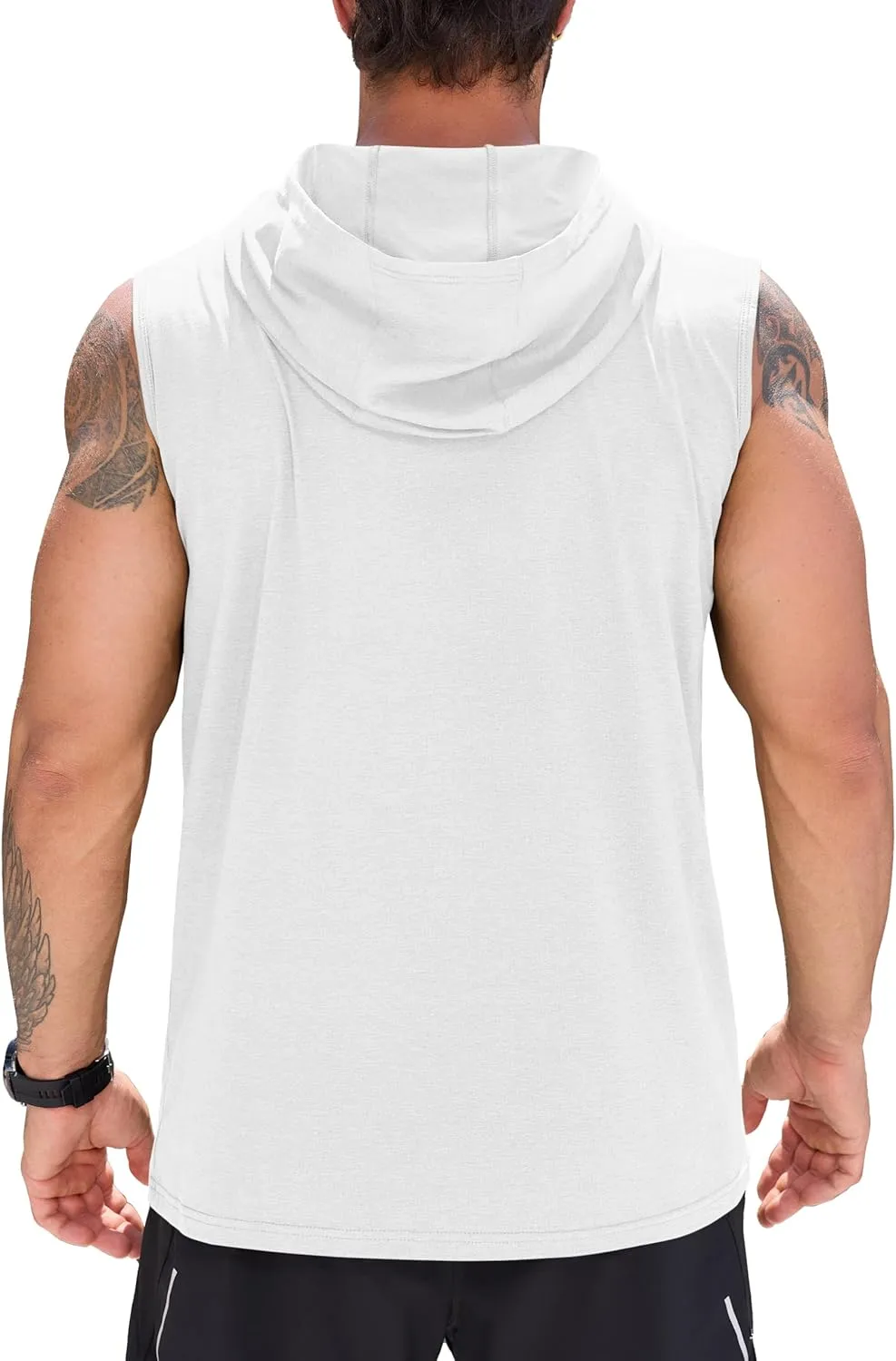 Cotrasen Men's UPF 50  Cotton Hooded Tank Top Sleeveless Hoodie Lightweight Casual Gym Workout Shirt Cooling Muscle Tee Shirt
