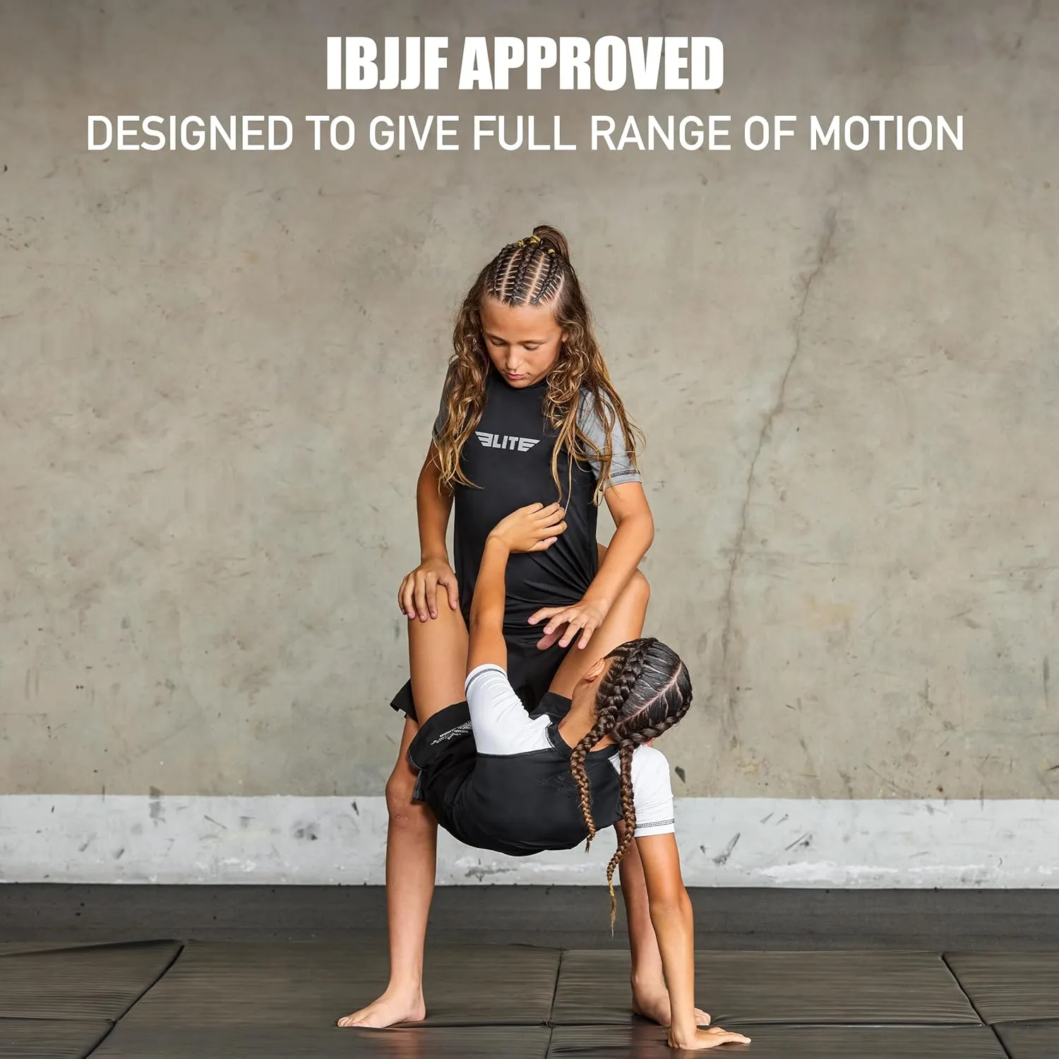 Elite Sports Kids' Jiu Jitsu BJJ Rash Guard, Short Half Sleeve Compression Shirt for Youth Boys Girls Sports Nogi Training
