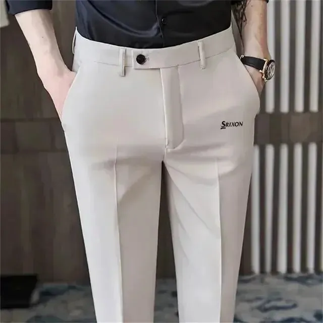 Golf Trousers Men Slim-fit Drape Casual Suit Trousers Men