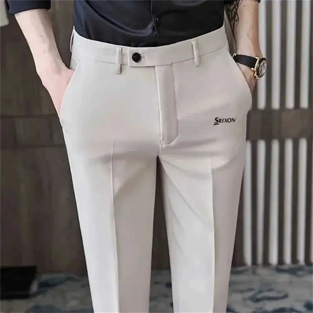 Golf Trousers Men Slim-fit Drape Casual Suit Trousers Men