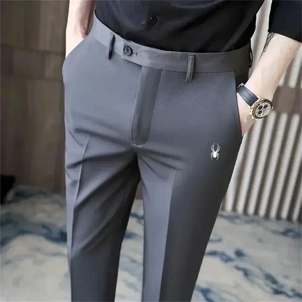 Golf Trousers Men Slim-fit Drape Casual Suit Trousers Men