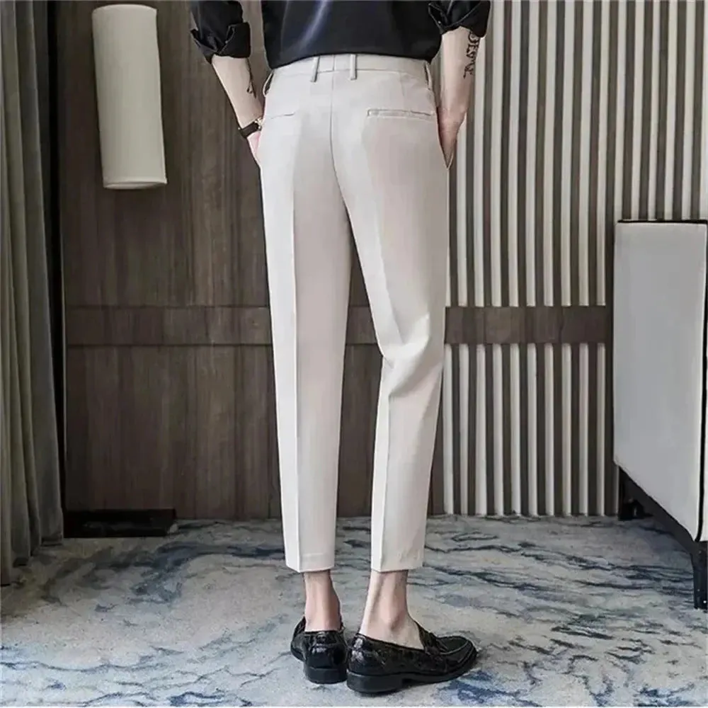 Golf Trousers Men Slim-fit Drape Casual Suit Trousers Men