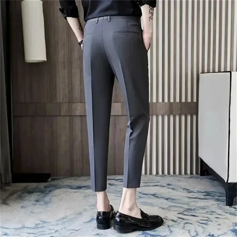 Golf Trousers Men Slim-fit Drape Casual Suit Trousers Men