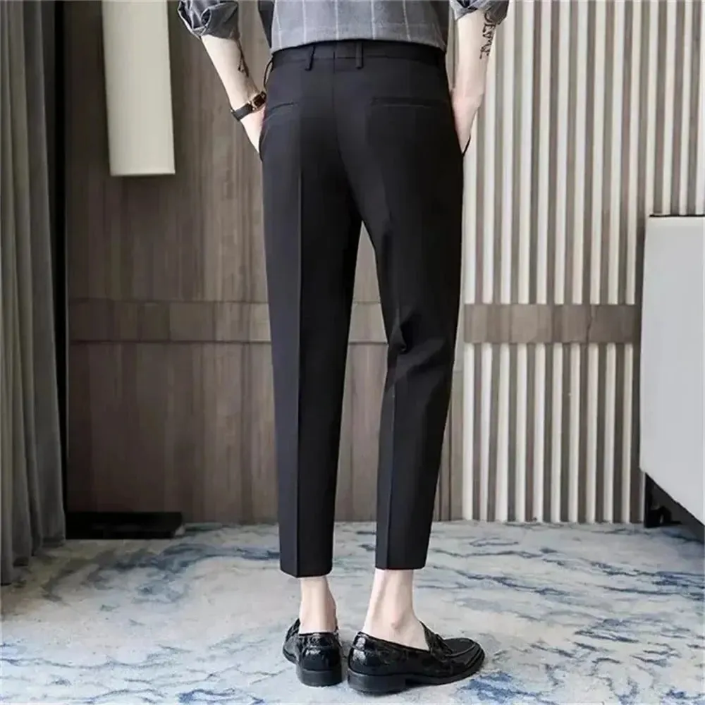 Golf Trousers Men Slim-fit Drape Casual Suit Trousers Men