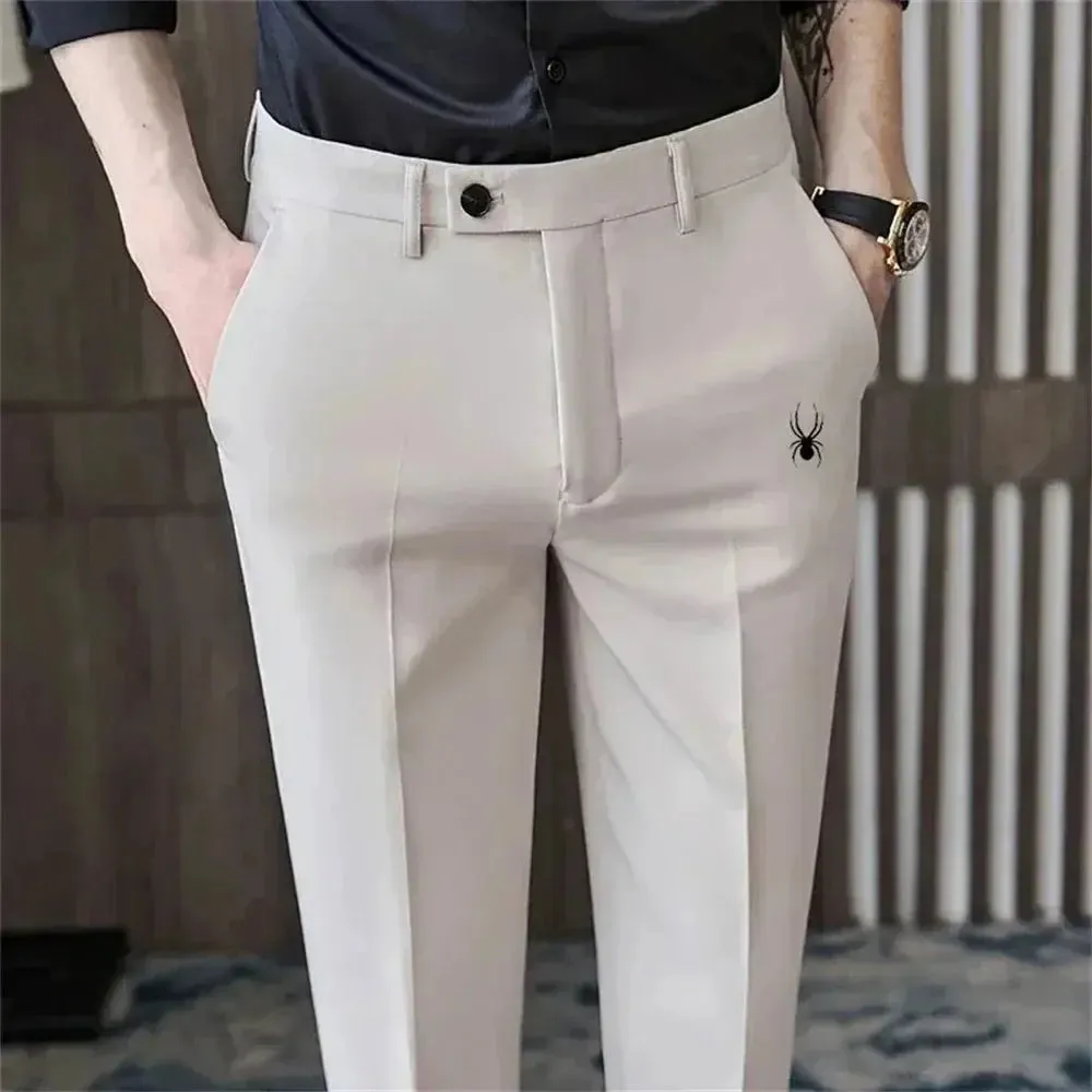 Golf Trousers Men Slim-fit Drape Casual Suit Trousers Men