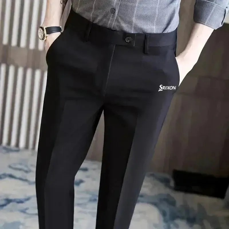 Golf Trousers Men Slim-fit Drape Casual Suit Trousers Men