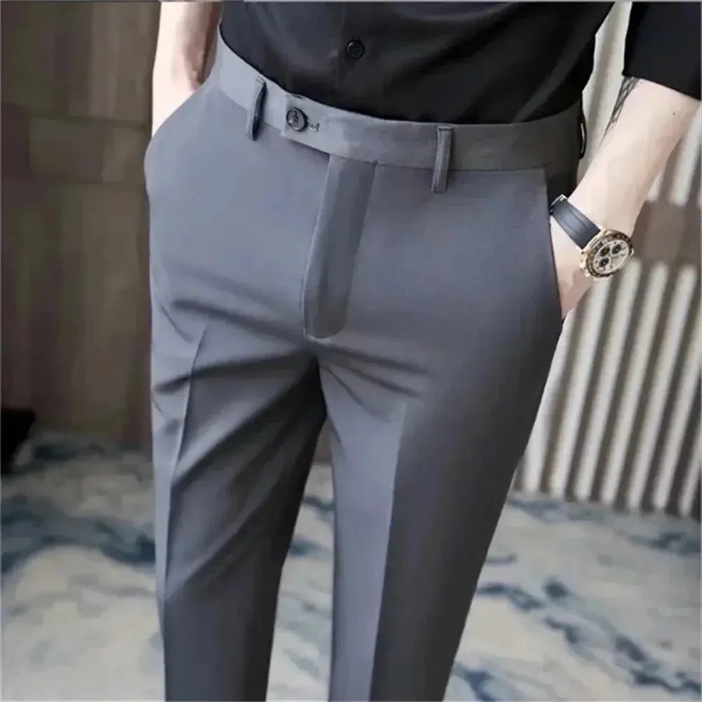 Golf Trousers Men Slim-fit Drape Casual Suit Trousers Men