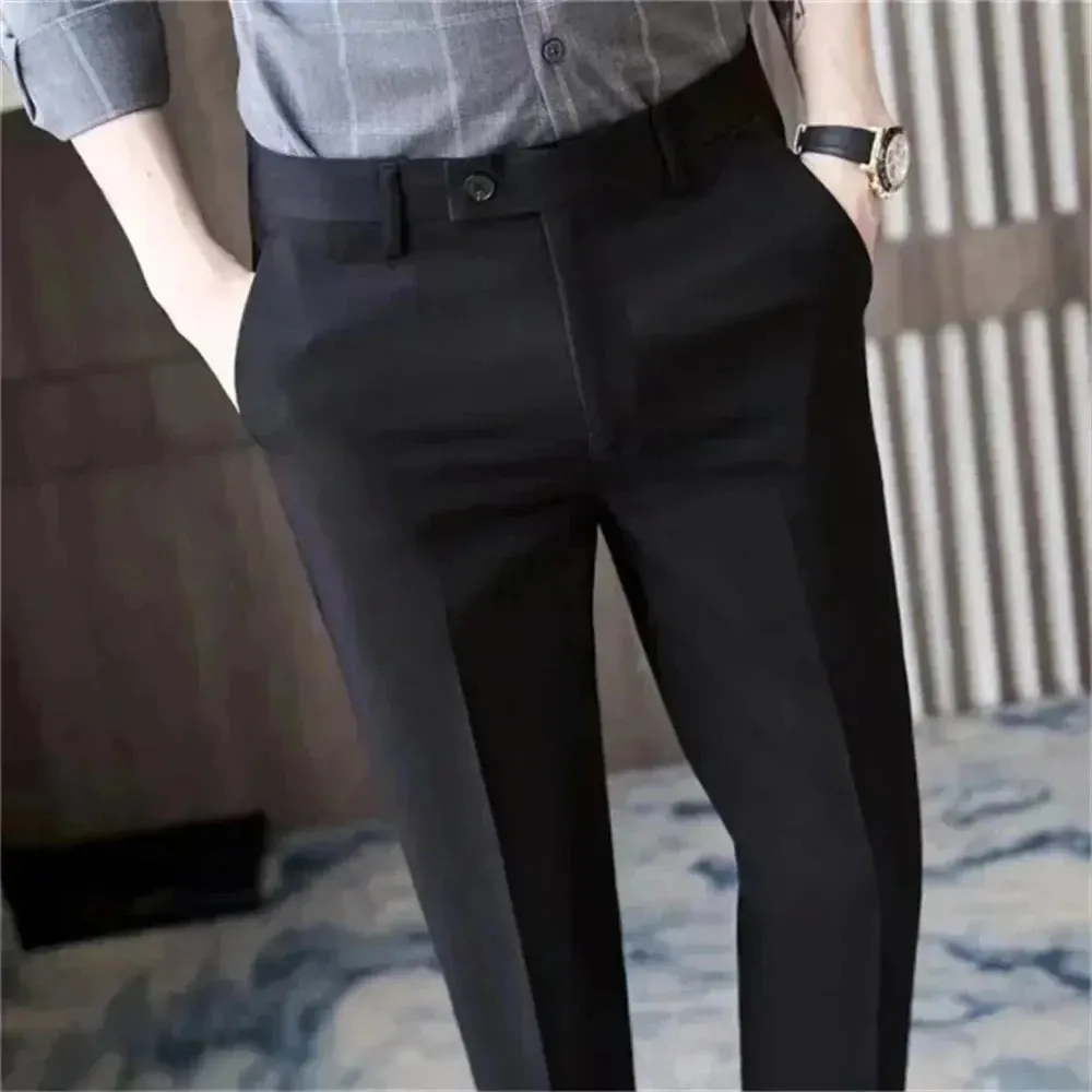 Golf Trousers Men Slim-fit Drape Casual Suit Trousers Men