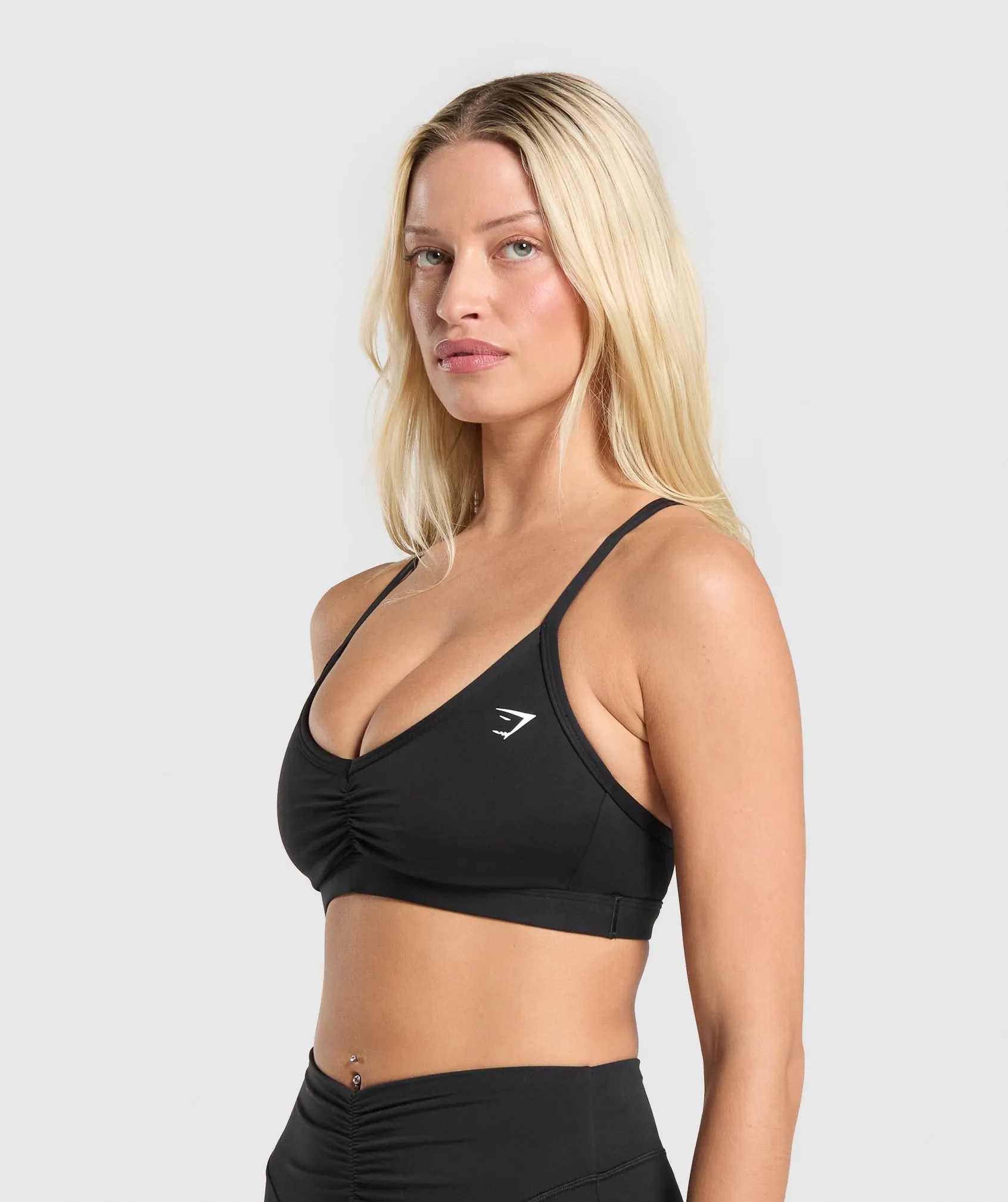 Gymshark Ruched Strappy Sports Bra - Black