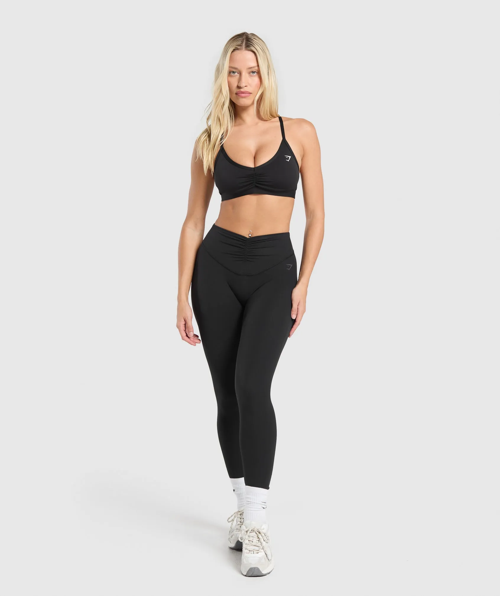 Gymshark Ruched Strappy Sports Bra - Black