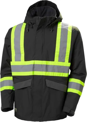 Helly-Hansen Alta Waterproof High Visibility Shell Jackets for Men with Detachable Hood and Napoleon Pocket; Class 3