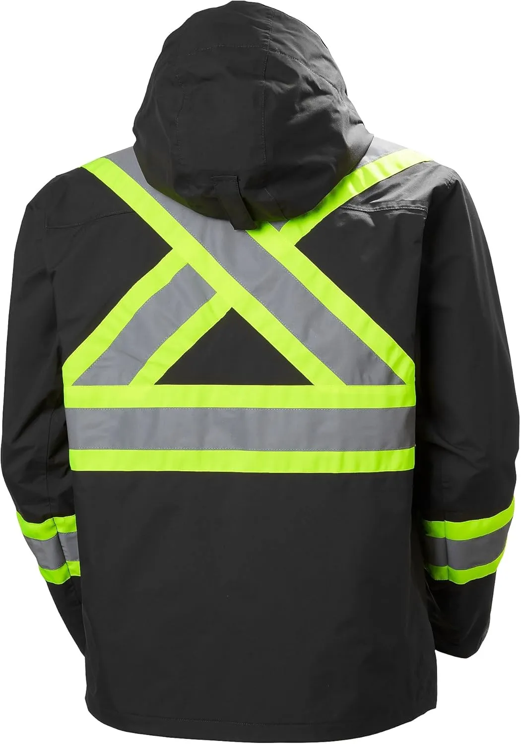 Helly-Hansen Alta Waterproof High Visibility Shell Jackets for Men with Detachable Hood and Napoleon Pocket; Class 3