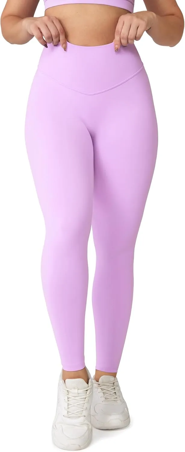 Hugcurve No Front Seam High Waisted Workout Leggings for Women Buttery Soft Yoga Pants Gym Athletic Tights - 25''
