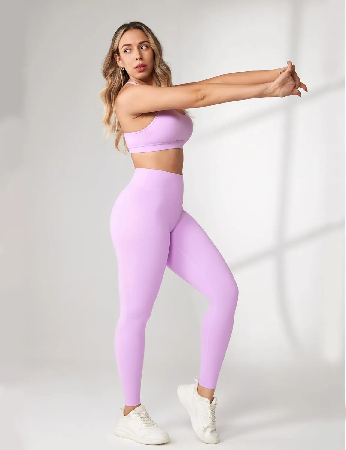 Hugcurve No Front Seam High Waisted Workout Leggings for Women Buttery Soft Yoga Pants Gym Athletic Tights - 25''