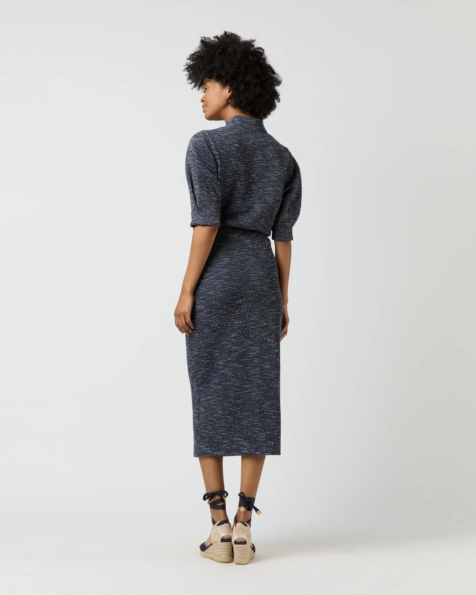 Long Pull-On Skirt in Ink Speckled Knit