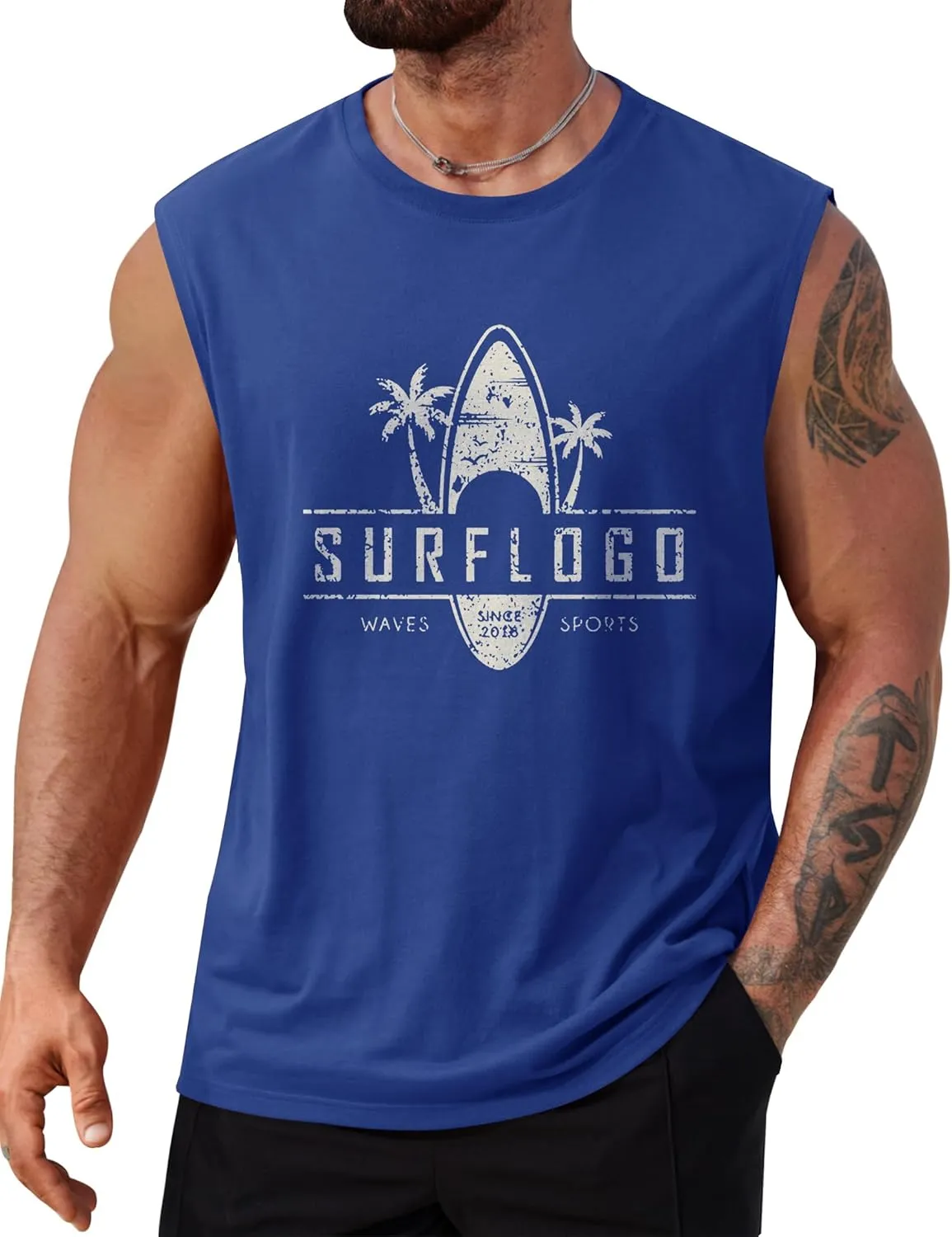 Mens Beach Summer Tank Tops Palm Tree Graphic Vacation Muscle Sleeveless Shirts (S-3XL)