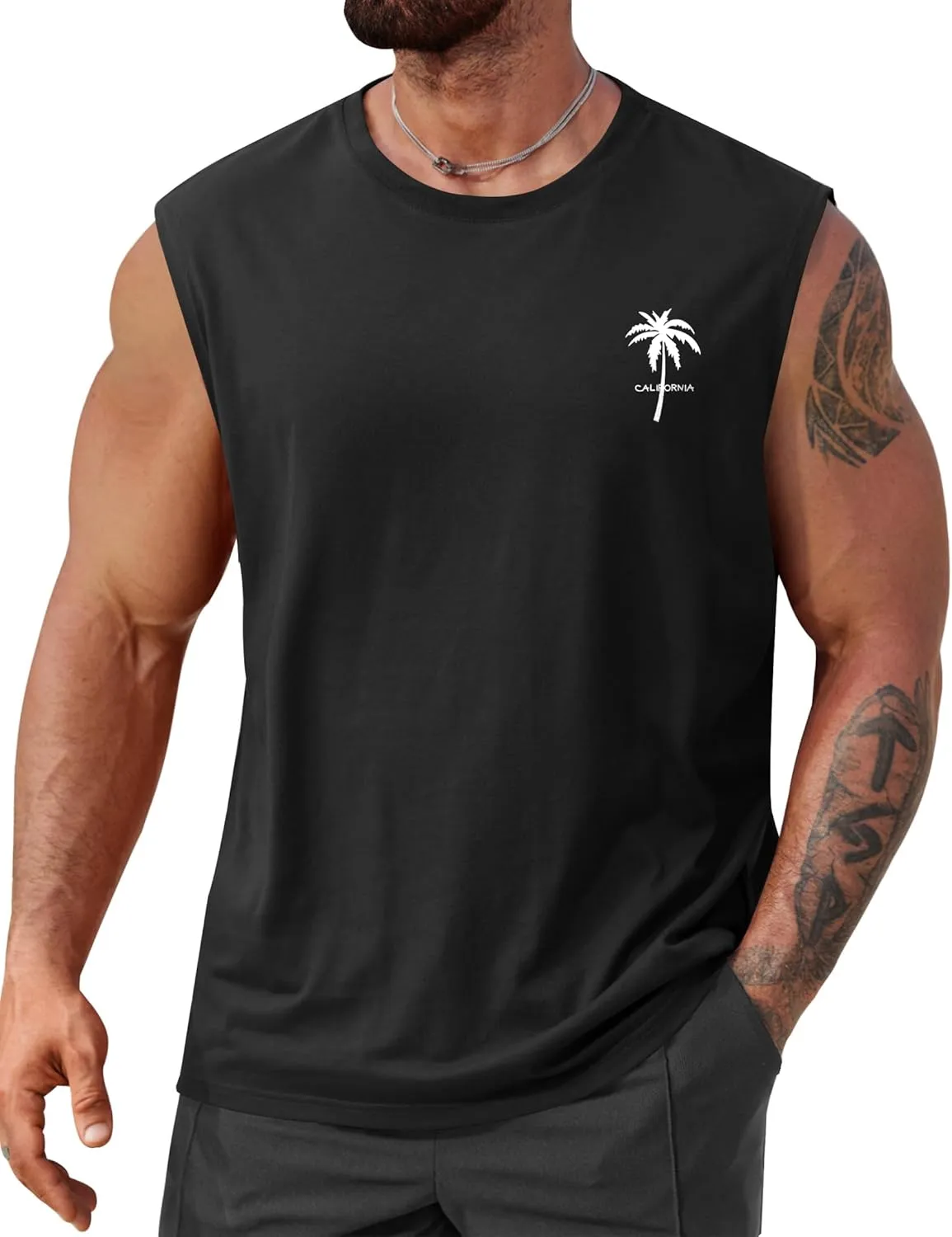 Mens Beach Summer Tank Tops Palm Tree Graphic Vacation Muscle Sleeveless Shirts (S-3XL)