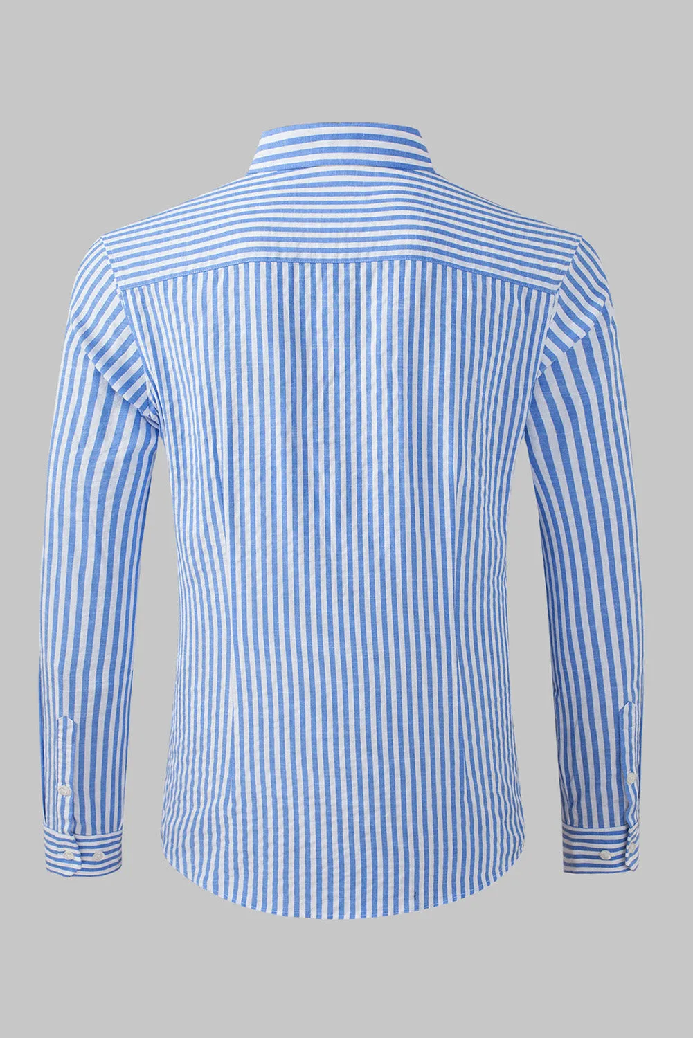 Men's Casual Striped Button Down Shirts Long Sleeve Slim Fit Dress Shirts Untucked Shirts