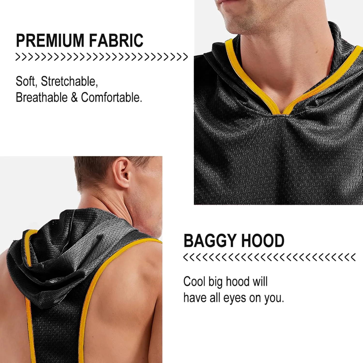 Men's Workout Hooded Tank Tops Bodybuilding Muscle Cut Off T Shirt Sleeveless Gym Hoodies