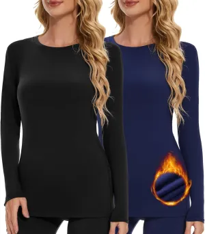 Thermal Shirts for Women, Long Sleeve Undershirt Base Layer Soft Fleece Lined Thermal Underwear Tops