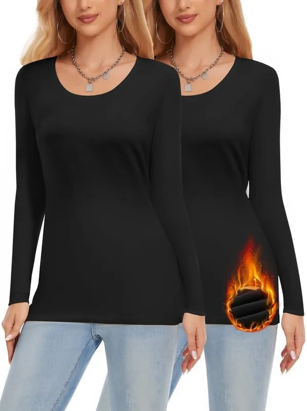 Thermal Shirts for Women, Long Sleeve Undershirt Base Layer Soft Fleece Lined Thermal Underwear Tops
