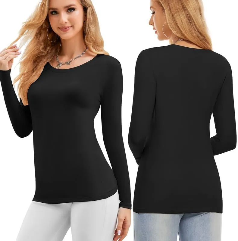 Thermal Shirts for Women, Long Sleeve Undershirt Base Layer Soft Fleece Lined Thermal Underwear Tops