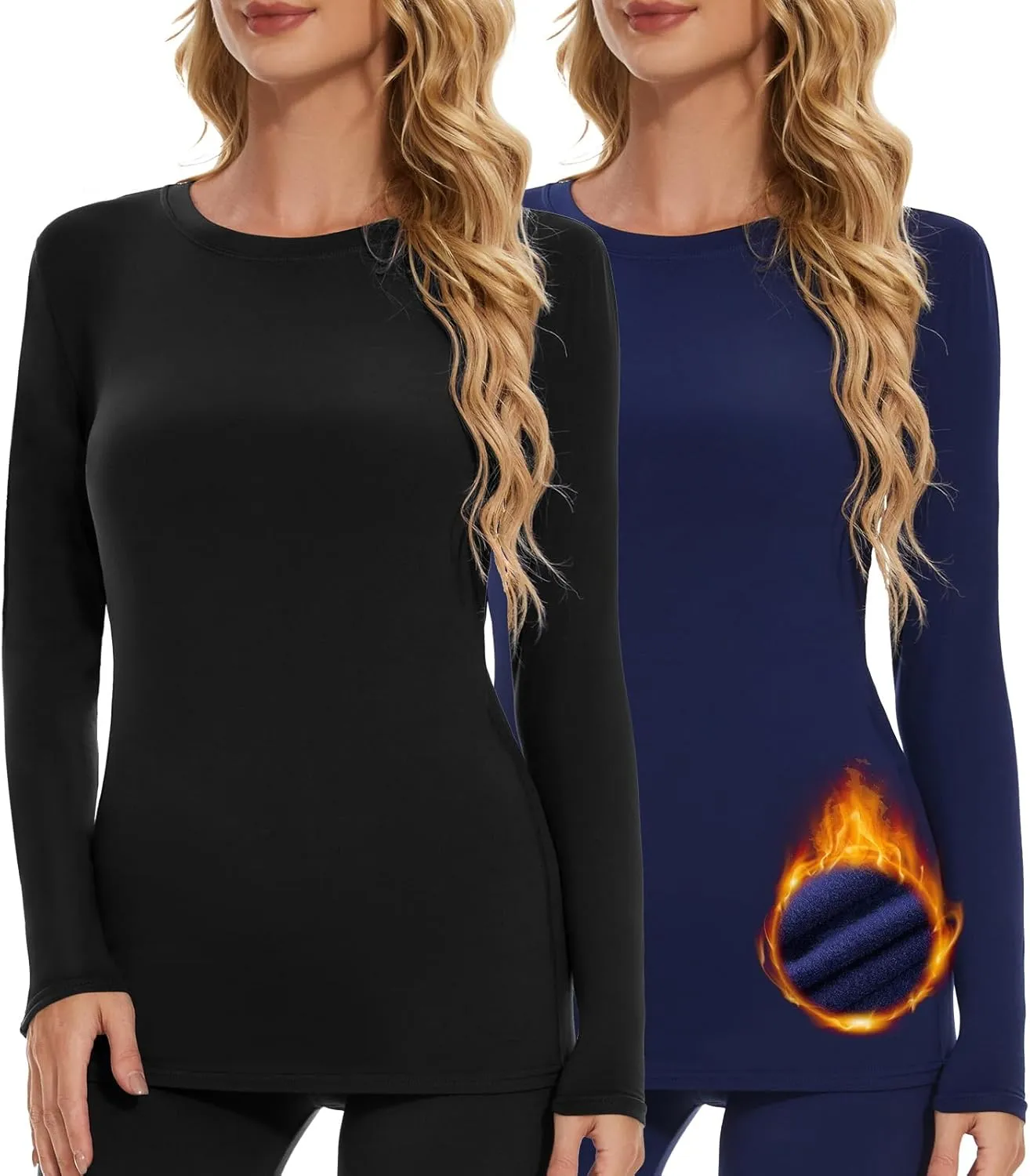 Thermal Shirts for Women, Long Sleeve Undershirt Base Layer Soft Fleece Lined Thermal Underwear Tops