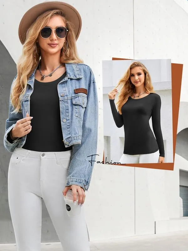 Thermal Shirts for Women, Long Sleeve Undershirt Base Layer Soft Fleece Lined Thermal Underwear Tops