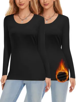 Thermal Shirts for Women, Long Sleeve Undershirt Base Layer Soft Fleece Lined Thermal Underwear Tops
