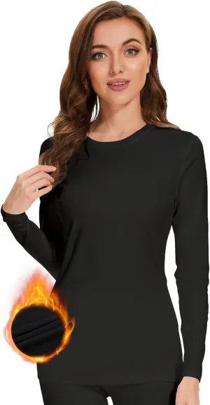 Thermal Shirts for Women, Long Sleeve Undershirt Base Layer Soft Fleece Lined Thermal Underwear Tops