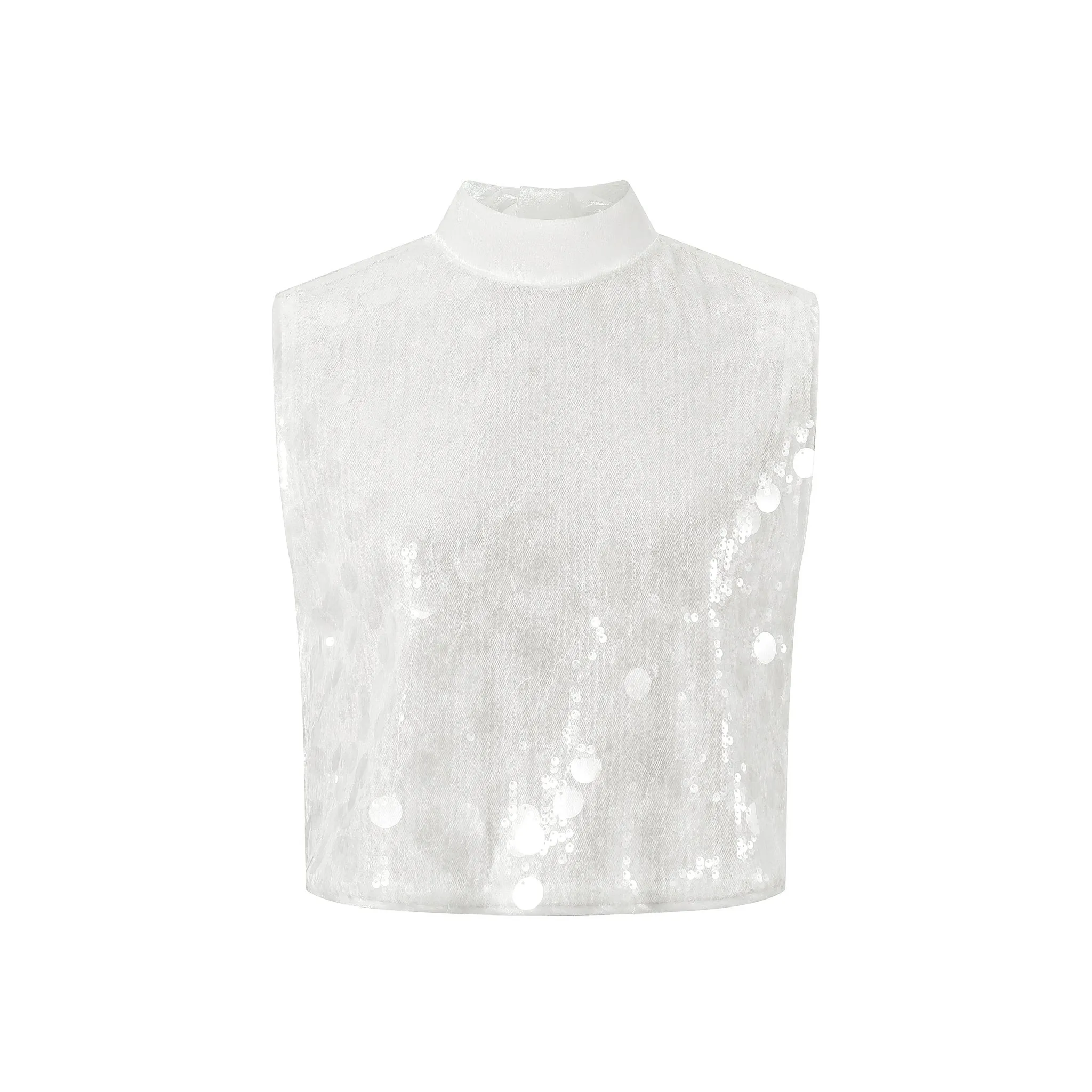 White Sheer Toggle Sleeveless Bow Top