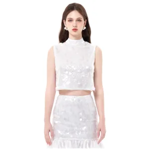 White Sheer Toggle Sleeveless Bow Top