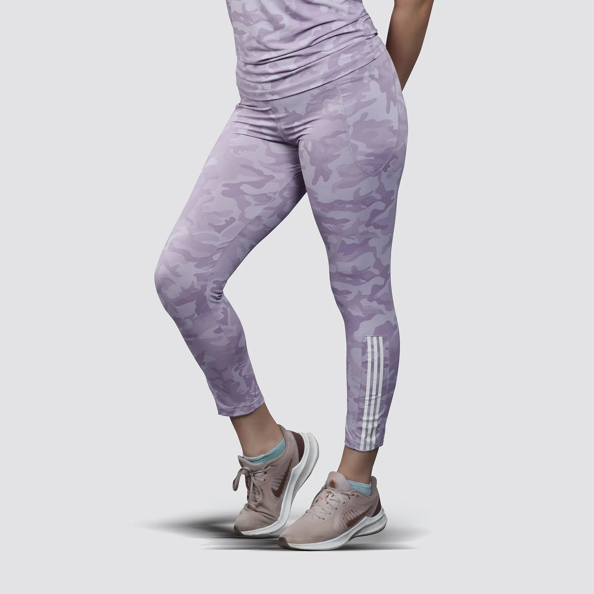 Women's Camo Workout Pants, High-Waisted Stretchable Yoga Leggings - Purple