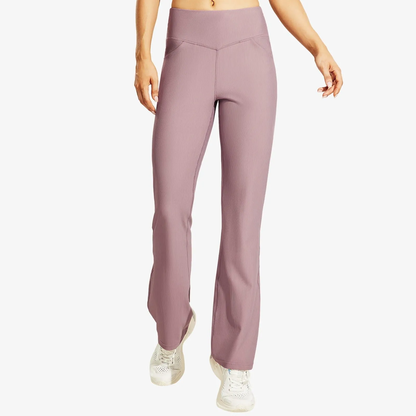 Women's High Waisted Bootcut Yoga Pants Ribbed Flare Leggings