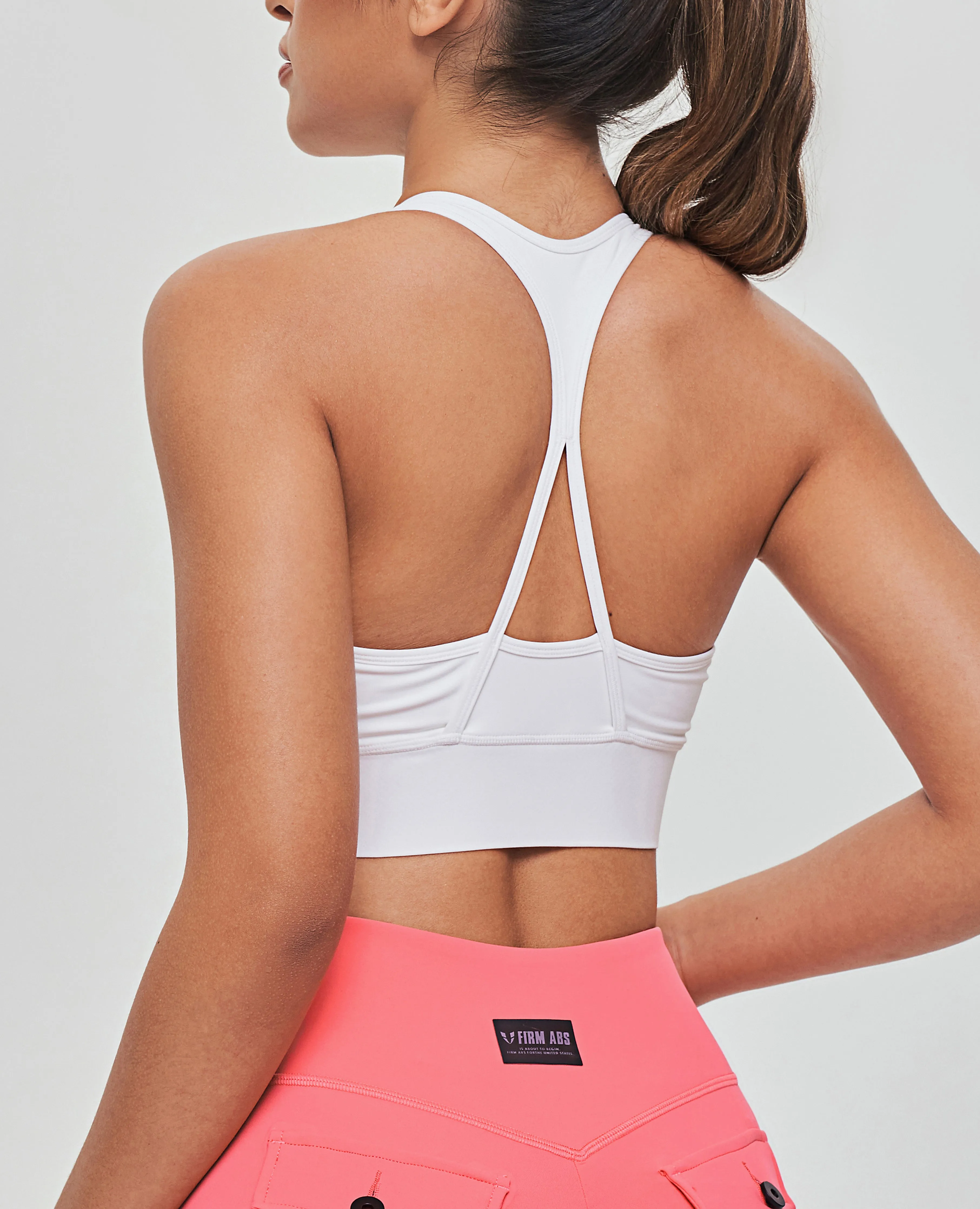 Zip Front Sports Bra - White